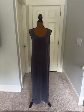 Scoop Neck Sleeveless Maxi Dress in Charcoal Blue Gray